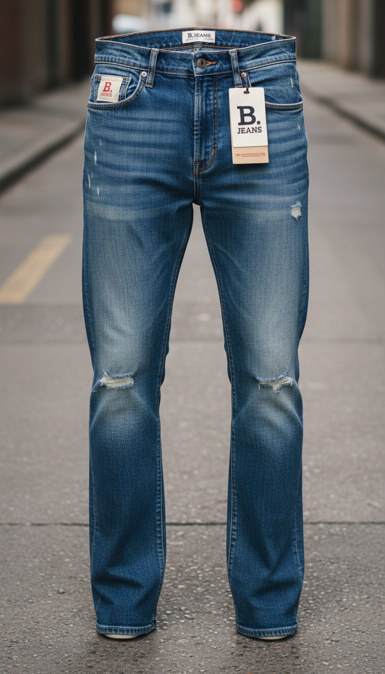 Unisex Raw Edge Straight Leg Jeans